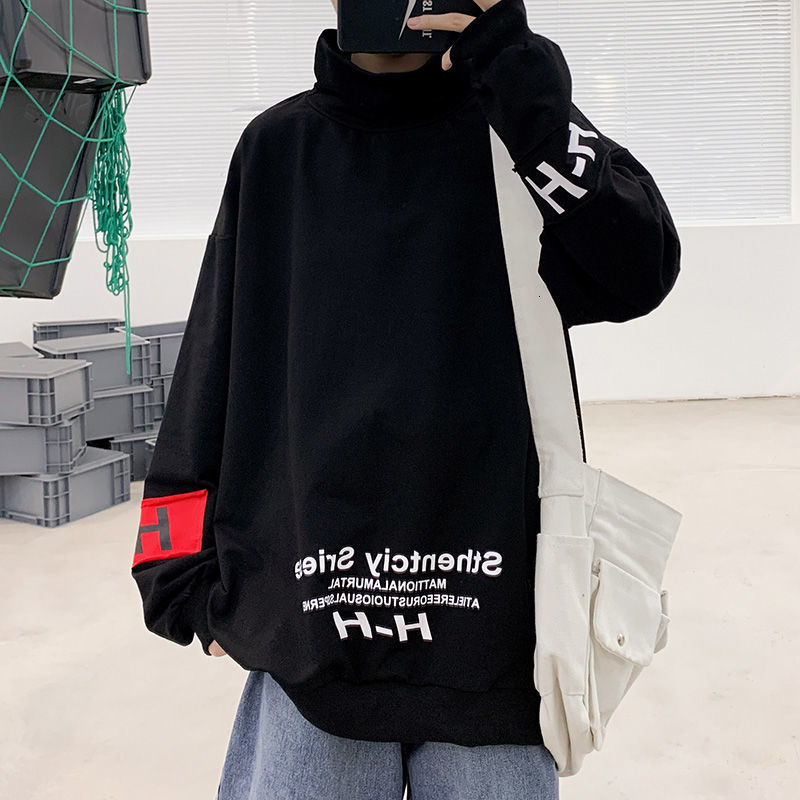 

Spring 2021 Men's and Winter New Bottom Half-turtleneck M- Sweatshirt Clothing 3CWZ, White