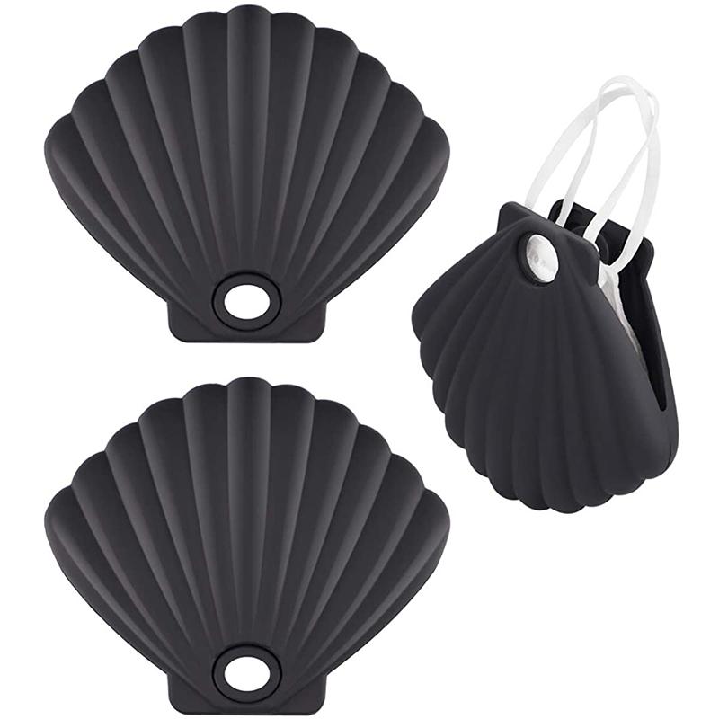 

1pc Shell Shaped Storage Box Student Portable Storage Silicone Dust Bag Finishing Clip Perfect for Face Mask, Bk