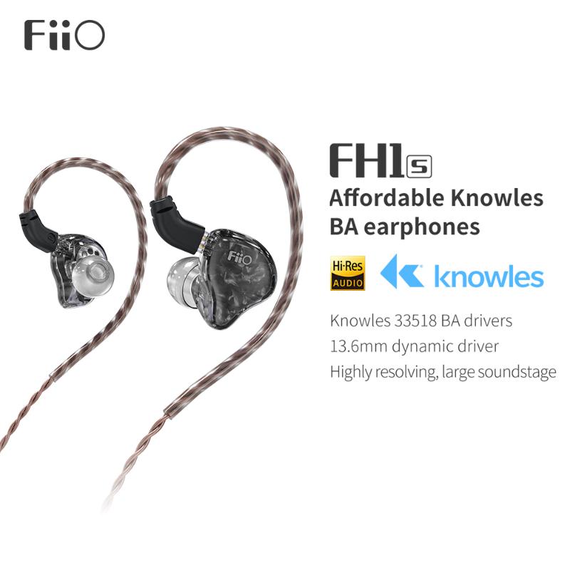 

FiiO FH1s Hi-Res 1BA+1DD(Knowles 13.6mm Dynamic) In-ear Earphone IEM with 2pin/0.78mm Detachable Cable for Popular Music, Black