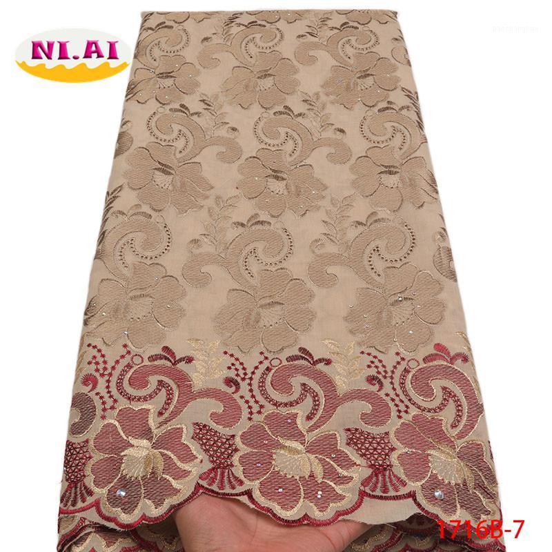 

Gold Trim African Dry Lace Fabric Swiss Voile With Stones High Quality Nigeria Laces 2020 Cotton Lace For Wedding NA1716B-21