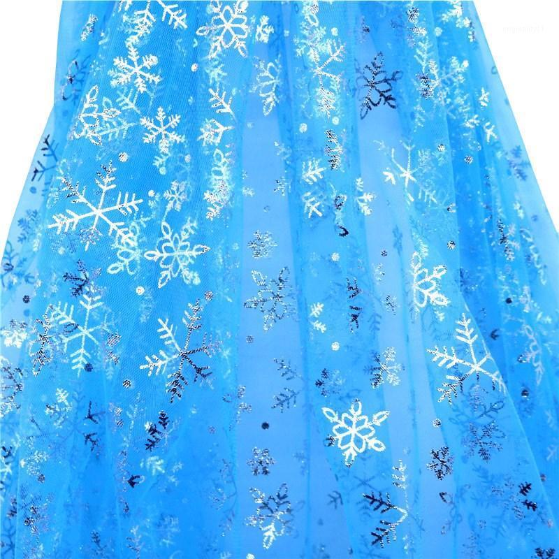 

Width1.55 m Blue Snowflake Sequin Fabric Organza Diy Party Decor Princess Dress Winter Wonderland Decorations Christmas Supplies1