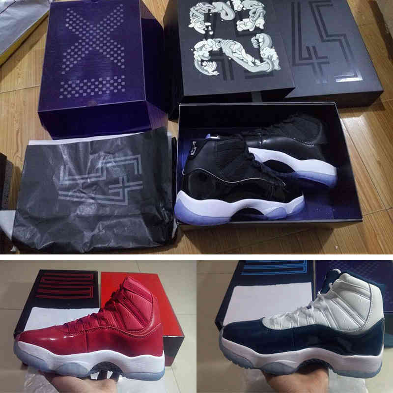 

XI 11s With Box 11 Mens basketball shoes 45 Space jam Gym Red Patent Leather + Nylon Black Concord Bred Women trainer Gamma Blue Cool Grey, Option 6