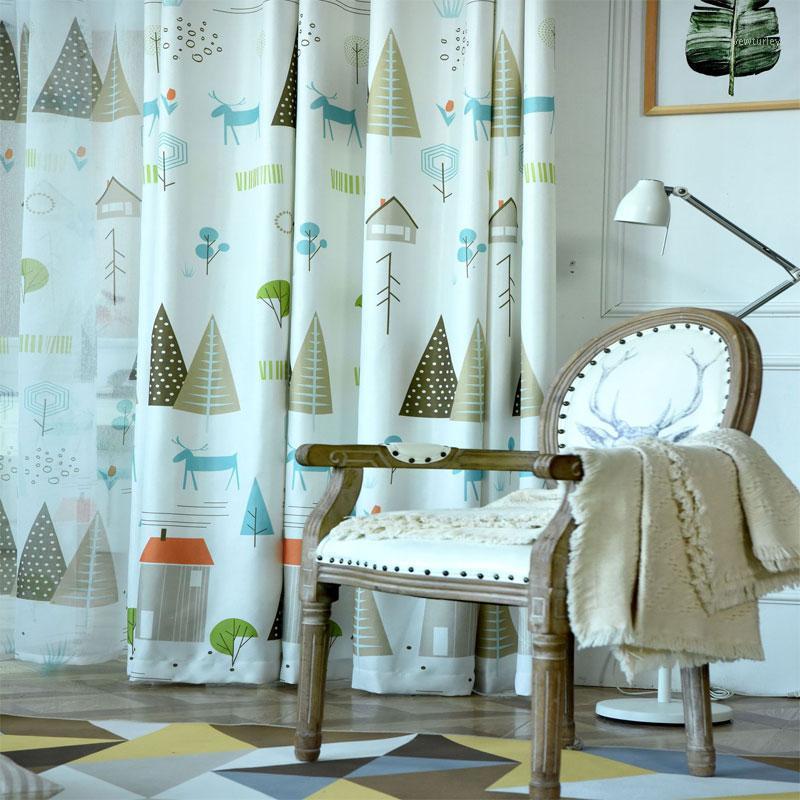 

Nursery cartoon curtain children's curtain small house print girl / boy room can be customized other sizes1, Colour 1 yarn
