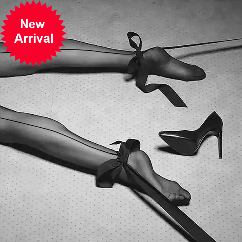 

Meias sensuais femininas, super finas e retr, na altura do joelho, preta