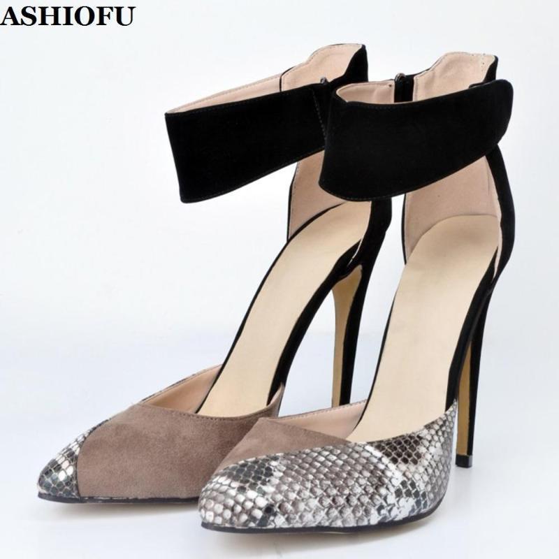 

ASHIOFU New Hot Sale Ladies High Heel Pumps Patchwork D'orsay Style Party Dress Shoes Sticker Straps Summer Evening Court Shoes1, As pic