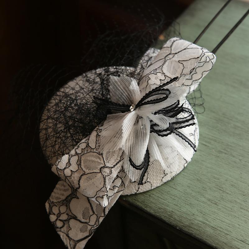 

2020 French Royal Ladies Fascinator Hairpin Vintage embroider Flower Mini Wedding Hat Bride Banquet Church Veil Hair Accessories