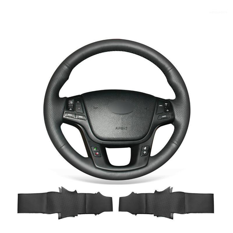 

Steering Wheel Covers Hand Stitch Black Genuine Leather Car Cover For Kia Sorento 2011-2022 / K7 Cadenza 2014-2022