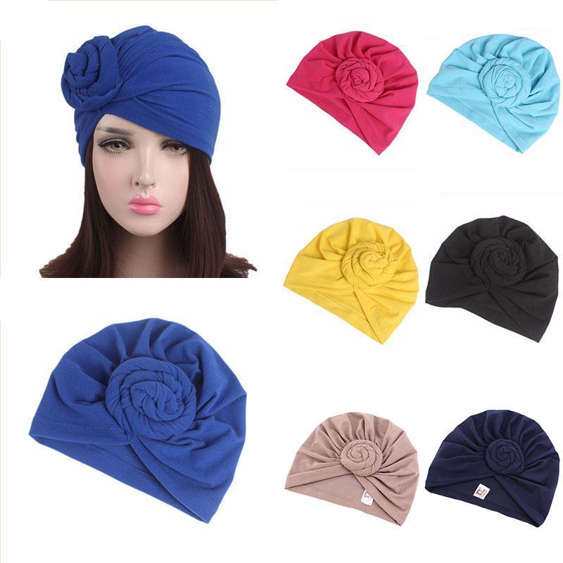 

1PC Soild Color Black Blue Red Beige Muslim Twisted India Hat Chemo Cap Headband Knotted Turban Hat Hair Accessories1