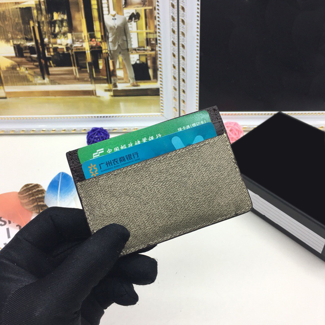 

New Top quality designer card bag with box Luxury Genuine Leather women and Mens Classic letter Card Holder 10x7cm 451277 Free Shipin, Black snake