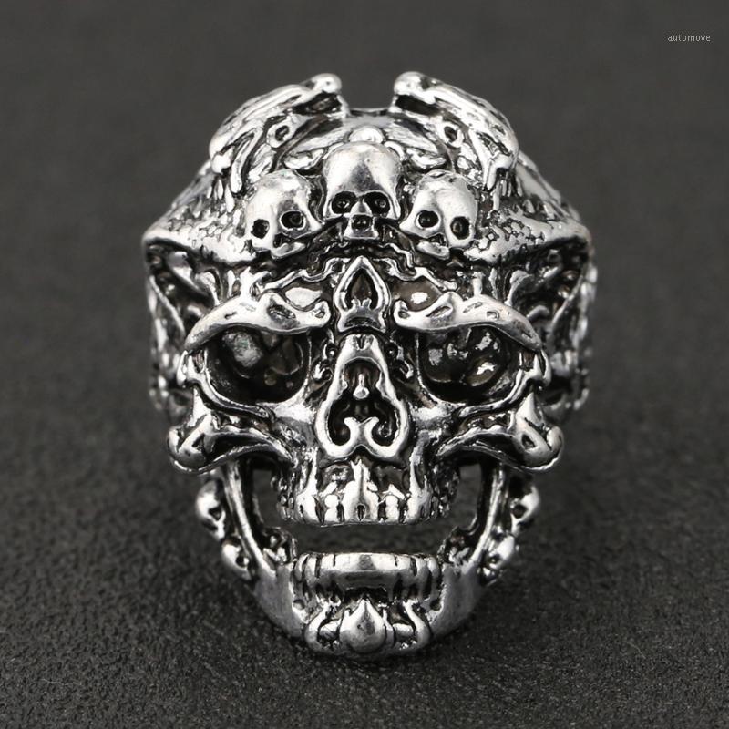 

Skull Ring Demon Dragon Warrior Face Statement Vintage Antique Silver Color Punk Gothic Big Thumb USA Biker Jewelry Wholesale1