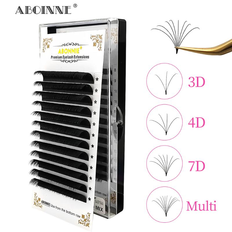 

Abonnie Easy Fan Eyelash Extension 1S Blooming Lashes 12lines Lash Tray for Professional Eyelash Salon