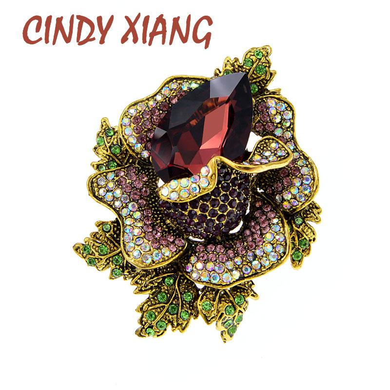 

CINDY XIANG Rhinestone Large Flower Brooches For Women Winter Design Coat Brooch Pin Fashion Accessories