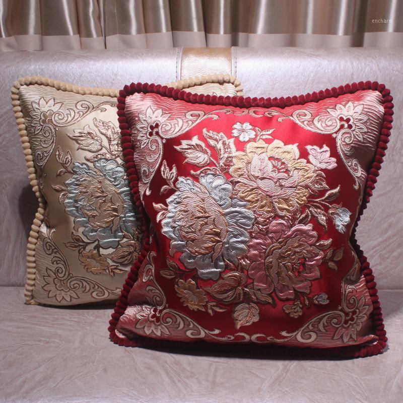 

CURCYA Vintage Sofa Cushion Covers Home Living Room Decorative Pillow Case Cover Luxury Elegant Royal Style Pillowcases1, Red