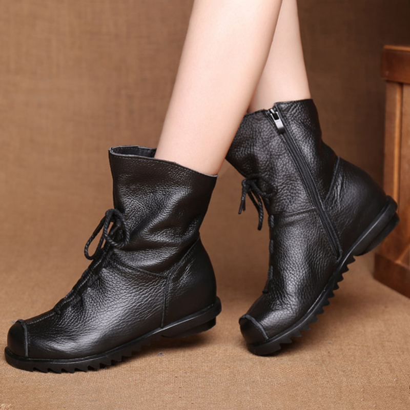 

Top 2020 Autumn Vintage Ankle Boots Genuine Leather Women Handmade Leisure Women's Shoes From Water-Proofing Platform, Unkcamelunk