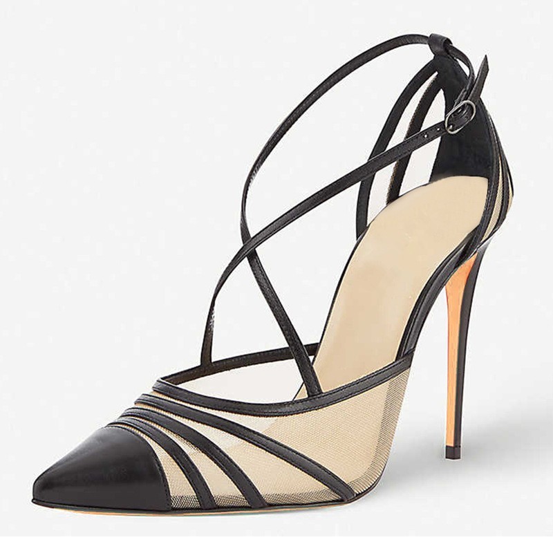 

gladiador Novo salto alto apontou toe tornozelo sandlias de tiras sapatos femininos tamanho grande TL-A0274 375N