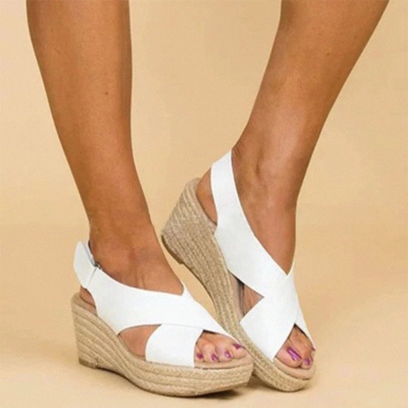 

Women Wedges Sandals Summer Ladies Hemp Female Casual Ankle Buckle Shoes 2020 Woman Comfortbale Platform Footwear Plus Size #kT4p, Black