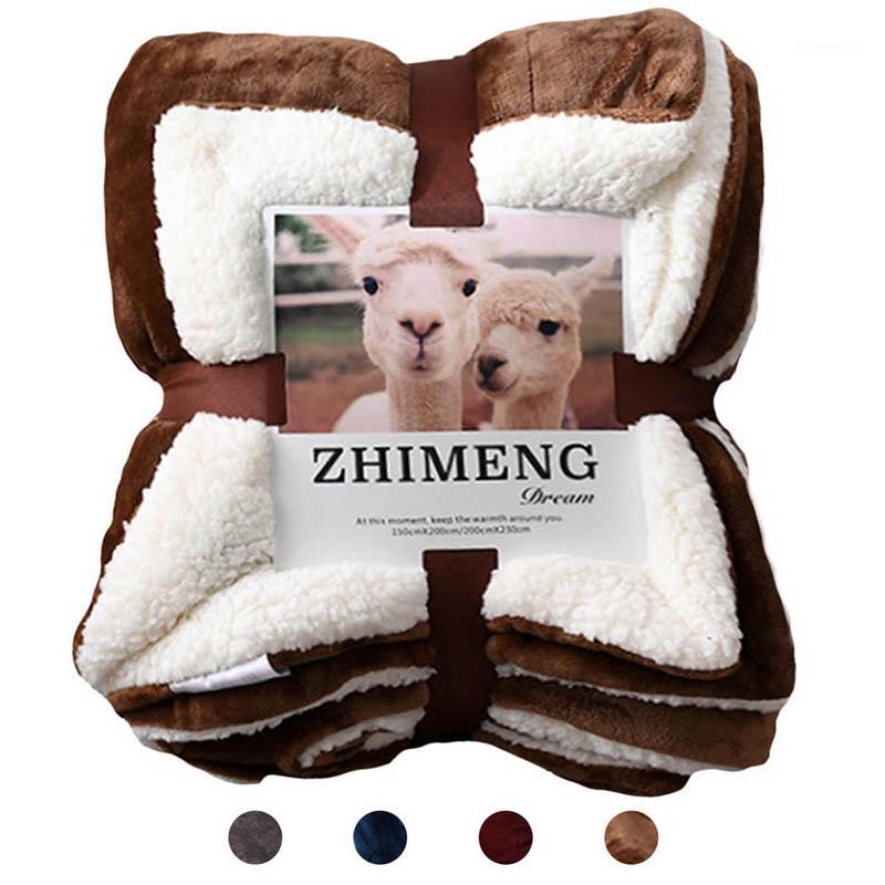 

1pc Winter Warm Fleece Thick Blanket Weighted Soft Coral Sherpa Blankets Travel Sofa Color Fleece Blankets For Bed1