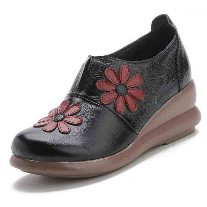 

Promotion 2020 New Handmade Flowers Spring Fashion Shoes Women's Shoes Genuine Leather Soft Sole Lightweight Mother1, Red