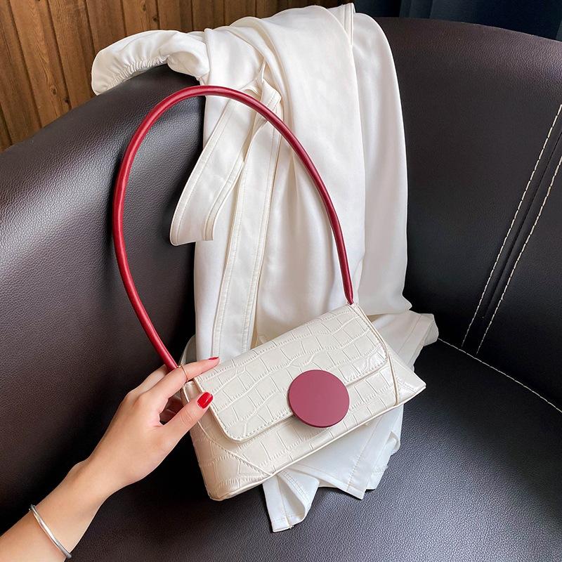 

New Stone Pattern Underarm Bag New Fashion Women's Bag Fashion Crocodile Pattern Ins Portable Single Shoulder, As picture
