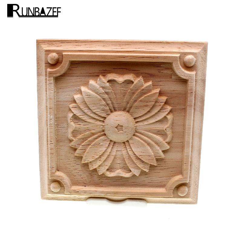 

RUNBAZEF Creative Wood Carving European Solid Floral Pattern Patch Furniture Door Flower Background Wall Cupboard Decoration
