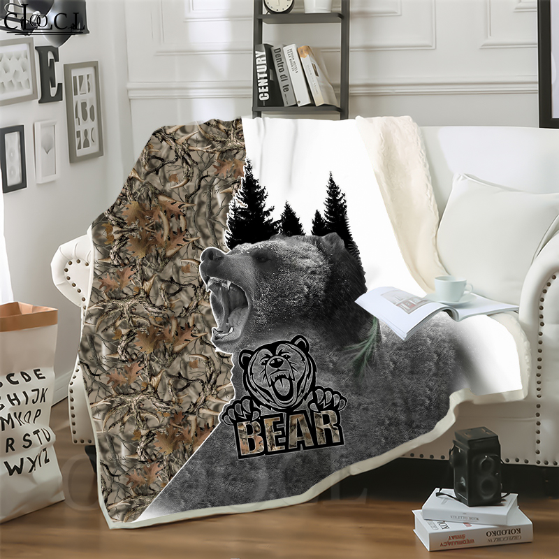 

CLOOCL Animal Bear Beast 3D Print Harajuku Air Conditioning Blanket Sofa Teens Bedding Throw Blankets Plush Quilt