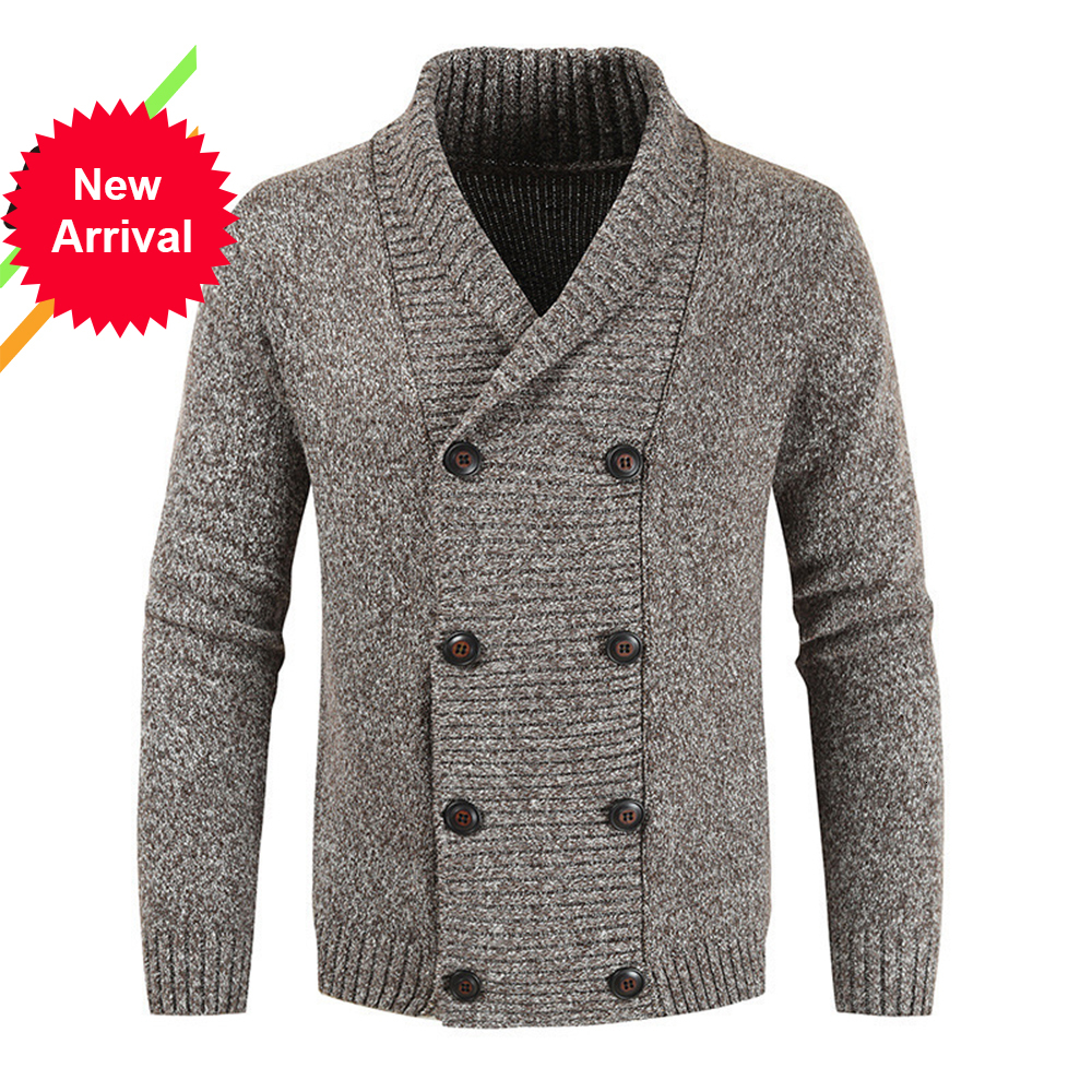 

2021 Autumn and Winter New Men's Cardigan Single-breasted Fashion Knit Plus Size Sweater Stitching Colorblock Stand Collar R1rf