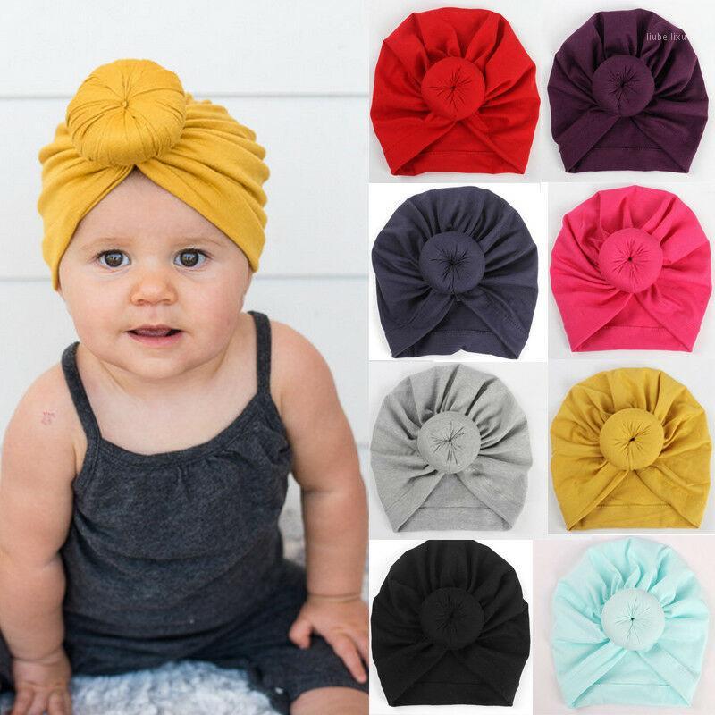 

Newborn Toddler Baby Boy Girl Turban Cotton Beanie Knot Hat Autumn Winter Warm Soft Cap Solid Knotted Soft Wrap For 1-2Y baby1, White