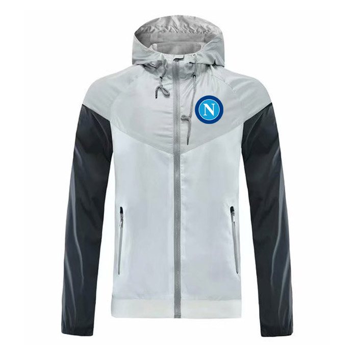 

SSC Napoli Men's Football Training Jacket Hooded Wind Resistant Jacket Fashion Trend Windbreaker Zipper Football Autumn Jacket