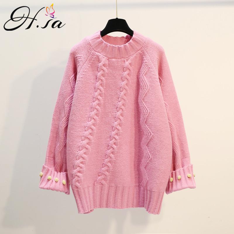 

Hsa Winter Knit Sweaters and Jumpers for Women 2020 Oversized Pullovers Yellow Pink Outwear Korean Long Knitted Tops Female, Hf200198 beige