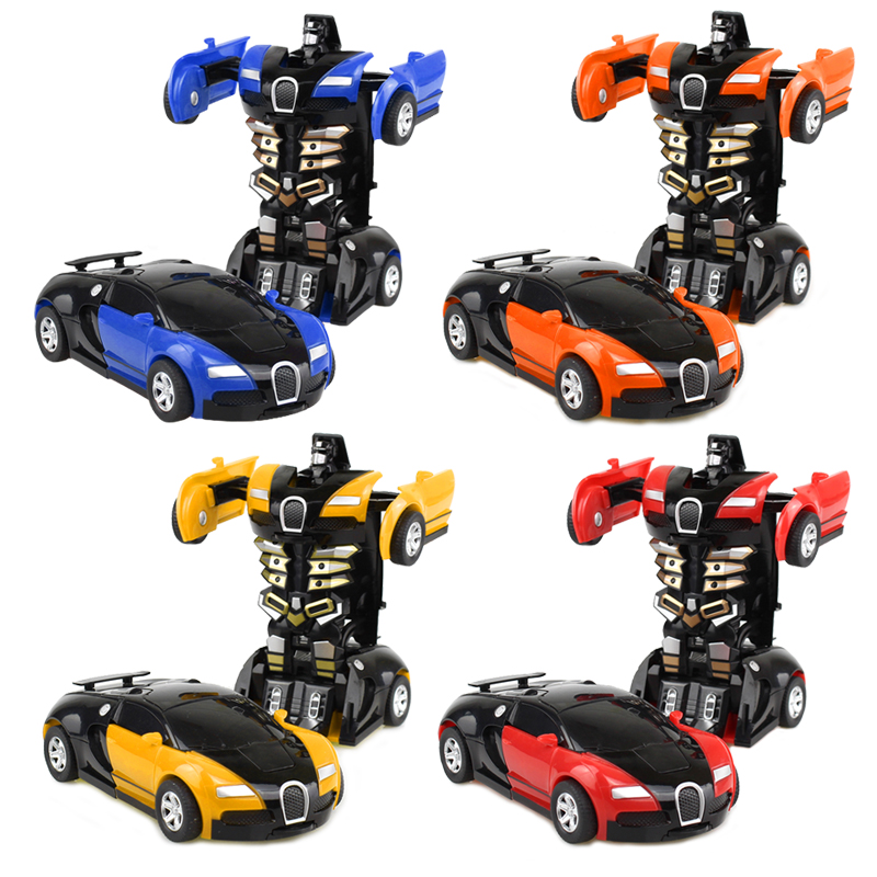 

New One-key Deformation Car Toys Automatic Transformer Robot Plastic Model Car Funny Diecasts Toy Boys Amazing Gifts Kids, Red