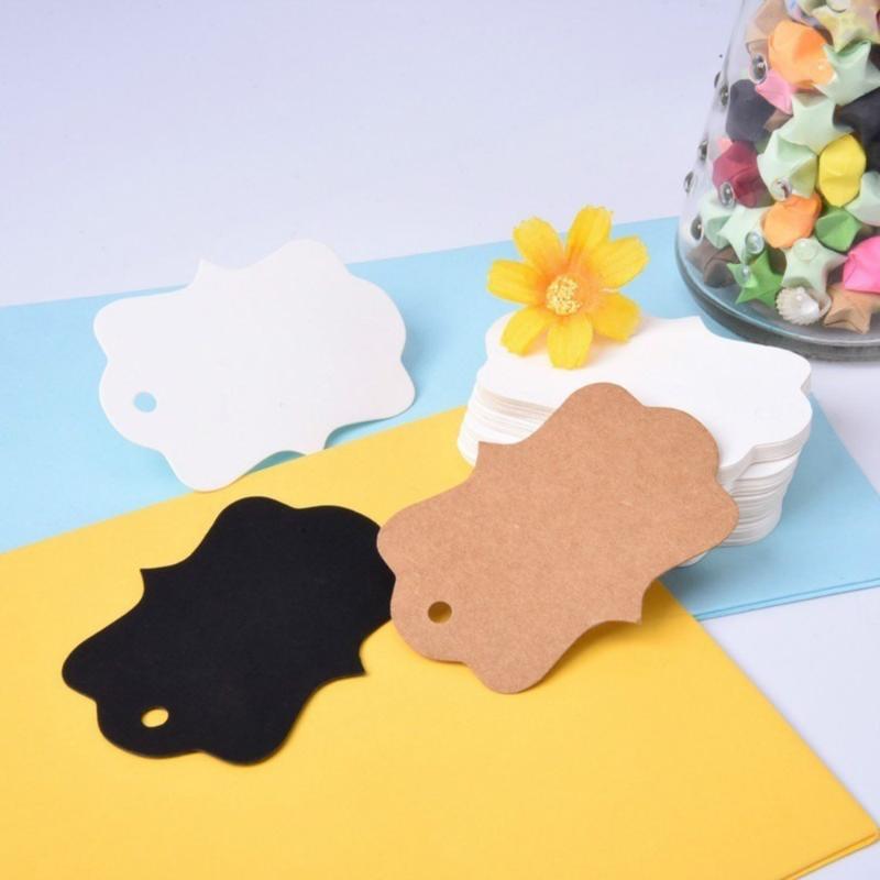 

100pcs Kraft Paper Tags Flower Shaped Label Luggage Wedding Note Blank Price Hang Tag