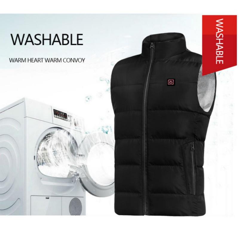 

9 Zones Heated Vest Jacket Men Winter Electric USB Heated Sleeveless Jacket Outdoor Fishing Hunting Hiking Vest Waistcoat, Black