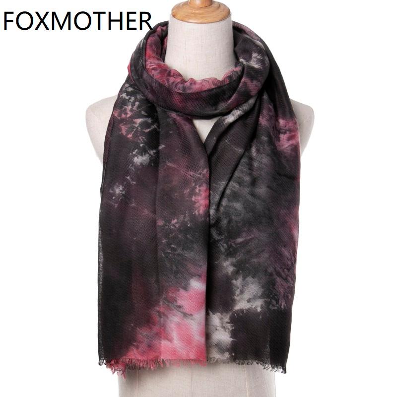 

Scarves FOXMOTHER Winter Shawl Hijab Foulard Femme Wrap Scarf Bufanda Tie Dye Women Ladies Gifts Mother