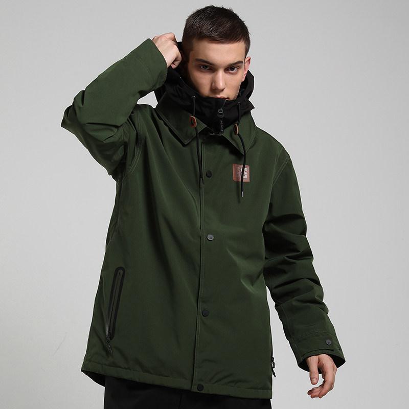 

GSOU SNOW Men Ski Jacket Hooded Snowboard Clothing Winter Windproof Wateproof Skiing Coat Outdoor Sport Wear Male Jacket New, Pant khaki