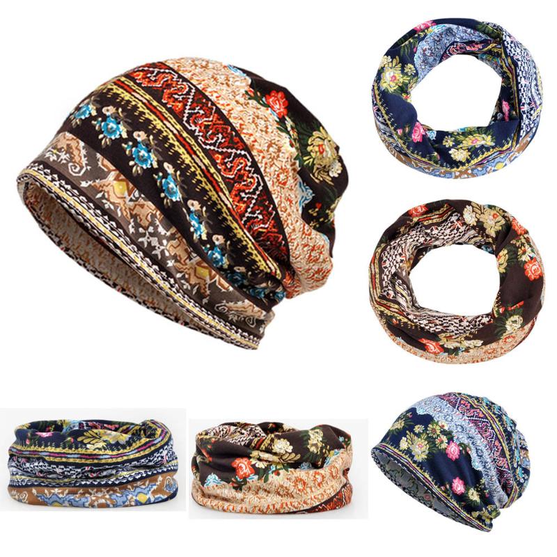 

Women Cotton Print Skullcap Men Beanie Hat Collar Turban Head Wrap Cap Ladies Outdoor Hip-hop Cap Fashion Elastic Beanie Scarf