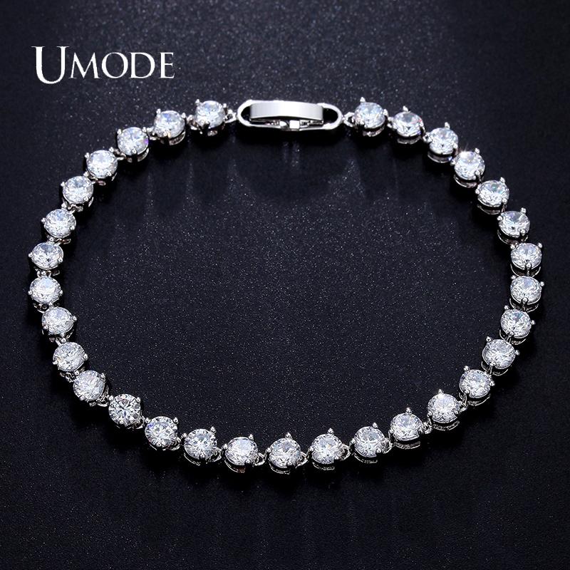 

UMODE 0.4ct Round Clear Cubic Zirconia Tennis Bracelets for Women Men Bracelets Wedding Luxury Couple Jewelry Accessories UB0078