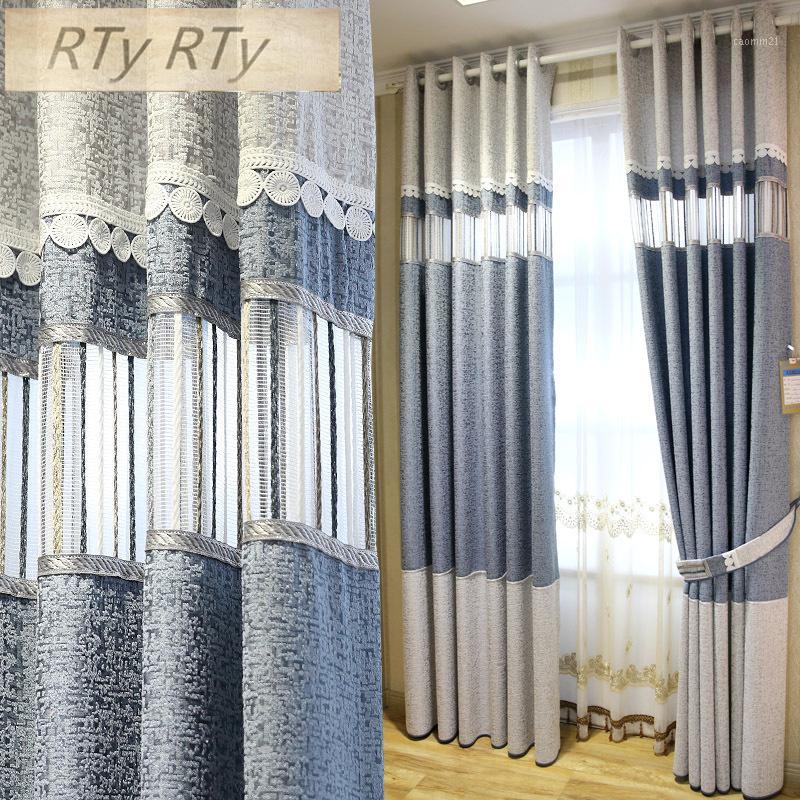 

Modern Stripe luxury Blackout curtain for Window Curtains for Living Room Elegant Drapes European Curtains bedroom1, Tulle