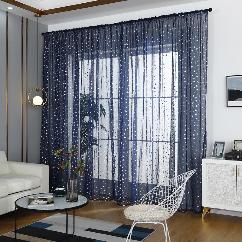 

Gold Foil Polyester Easy Install Window Curtain See Through Privacy Protection Living Room Romantic Modern Home Decor