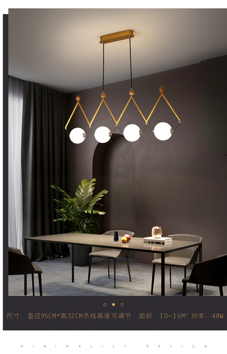 

Black Or Gold LED Chandelier Dining Room Coffee Shop Modern Long Pendant Lamp Creative Restaurant Bar Multi-head Hanging Light