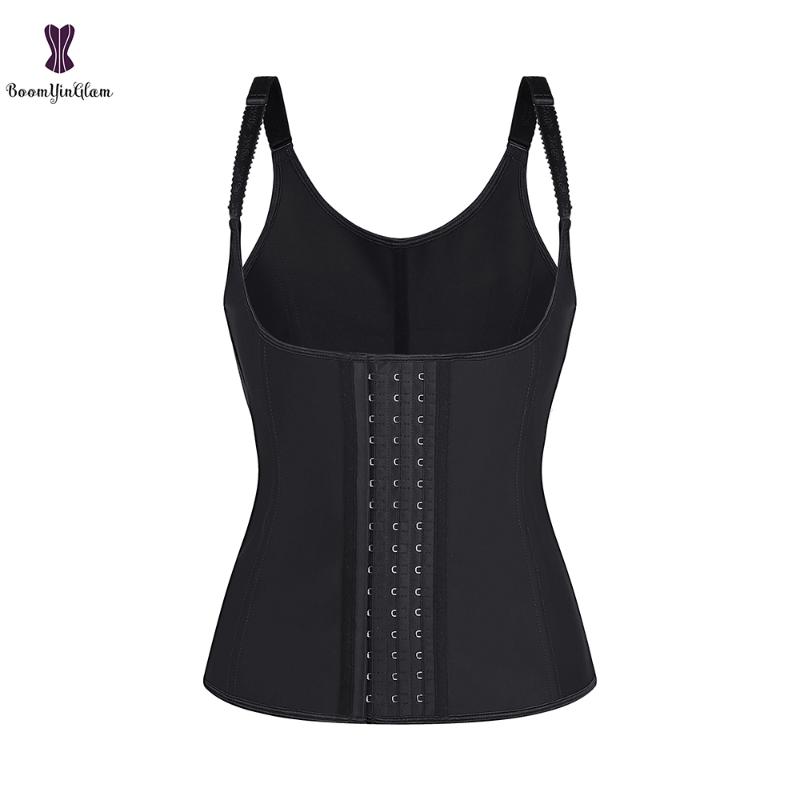 

Latex Rubber Corset Vest Adjustable Straps Black Beige Waist Trainer Cincher 9 Steel Boned Body Shapewear Corselet