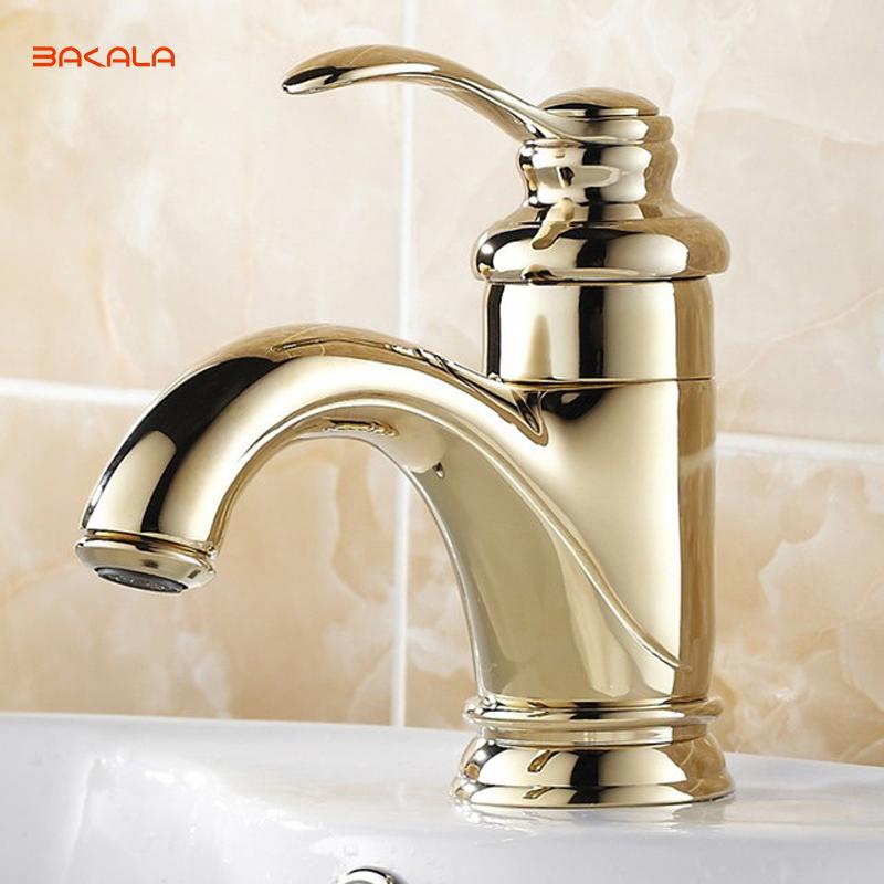 

Deck Mounted Single Hole Golden/Antique Polish Classical Single Handle Ceramic Bathroom Basin Sink Mix Tap Faucet