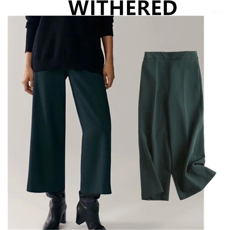 

Withered England Style Fashion Elegant Solid Simple Wide Leg Pants Women Pantalones Mujer Pantalon Femme Suits Trousers Women1, Black