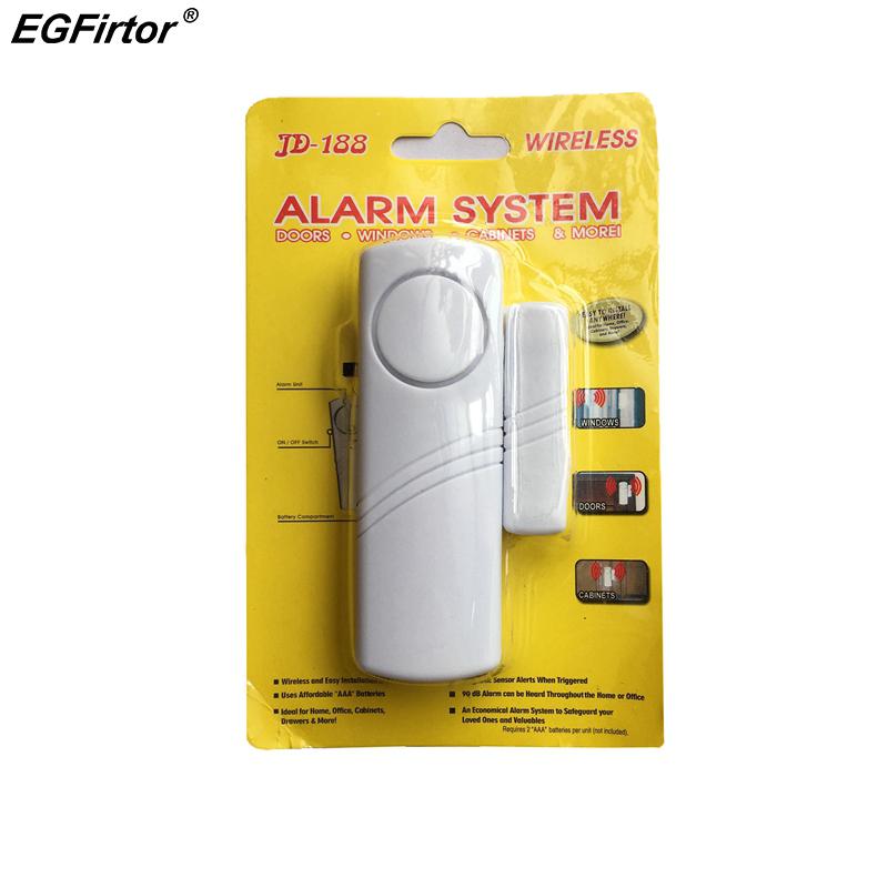 

Independent Wood Door Alarm Sensor Window Detector With 90Db Buzzer Burglar Security Alarm System Battery