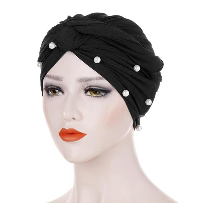 

Muslim Hat Diamante Studded Turban Women Long Head Scarf Headscarf Headwrap Women Ladies Bandanas Turbante, Black
