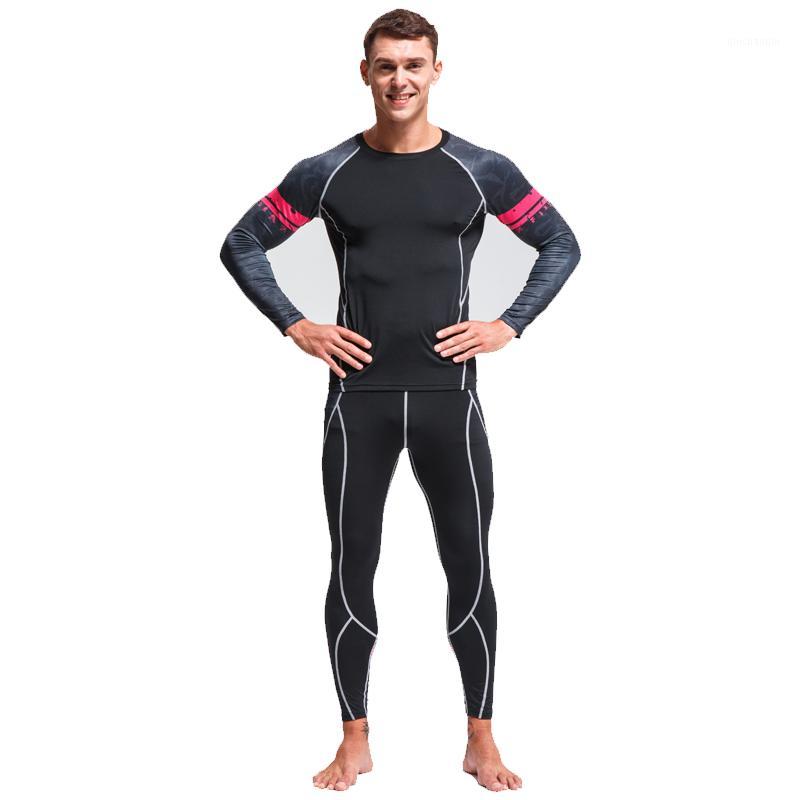 

2020 New Men' Sports Suit Running Quick-drying Tights Gym Exercise Suit Compression Training Sport Thermal Underwear set1, Compression set 3