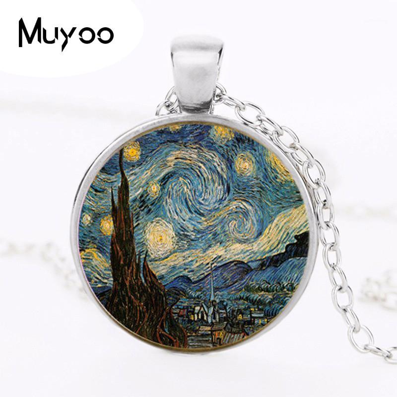 

1pcs/lot Starry Night Pendant, Starry Night Necklace, Vincent Gogh Pendant Bronze Vintage Necklace Best Friend Gift HZ11