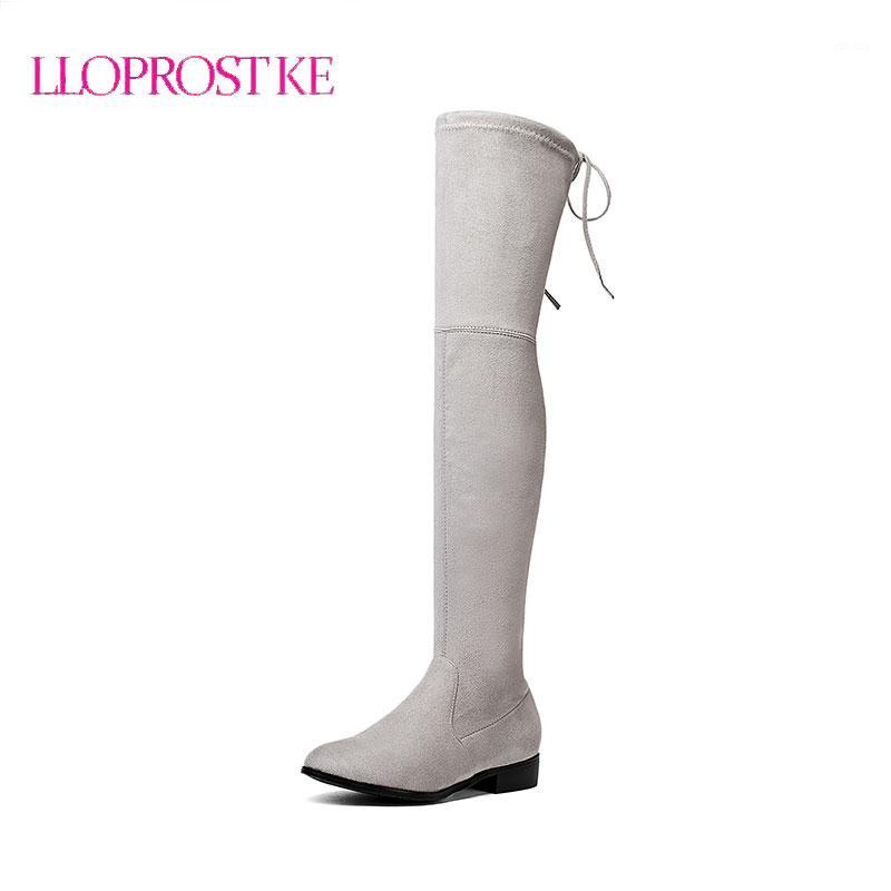 

LLOPROST KE Women Over the knee Low Heels High Boots Autumn Winter Fashion Round Toe Boots Ladies Long Stretch Shoes GL0931, Black
