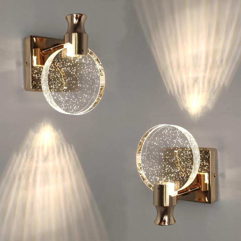 

Bedroom bedside crystal wall lamp modern living room background wall lamp mirror front personality staircase aisle lamps