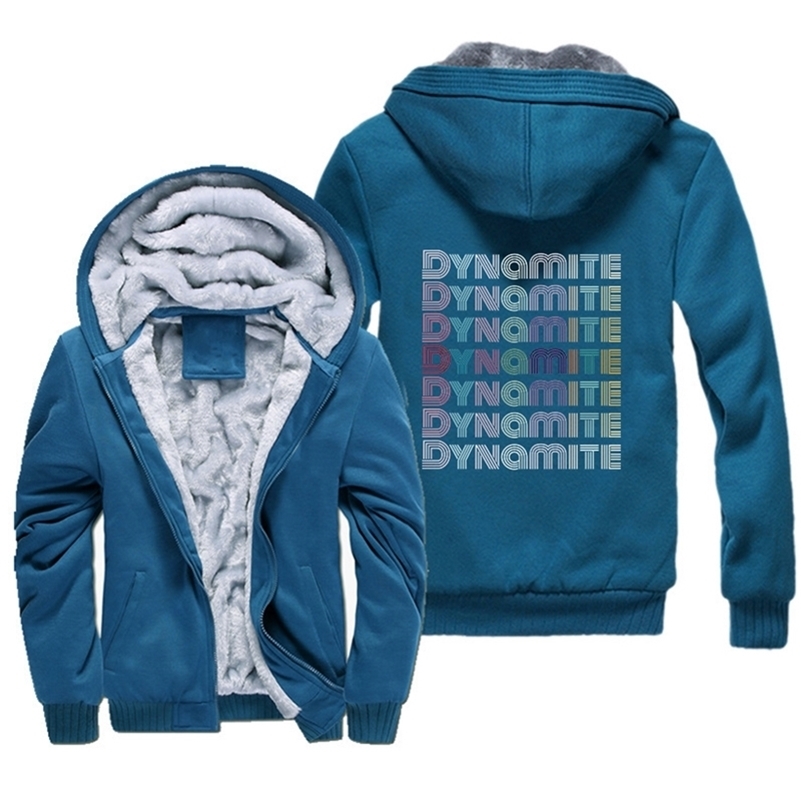 

New K Pop Kpop Dynamite Sweatshirt Women Winter Warm Thick Jackets Coats Casual K-POP Tracksuit Hooded Plus Size Jacket Hoodies 201118, Blue 3