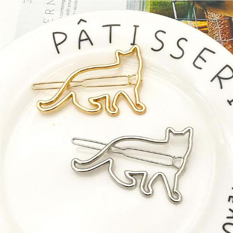 

New headwear hollow animal alloy cat hairpin frog clip, Silver